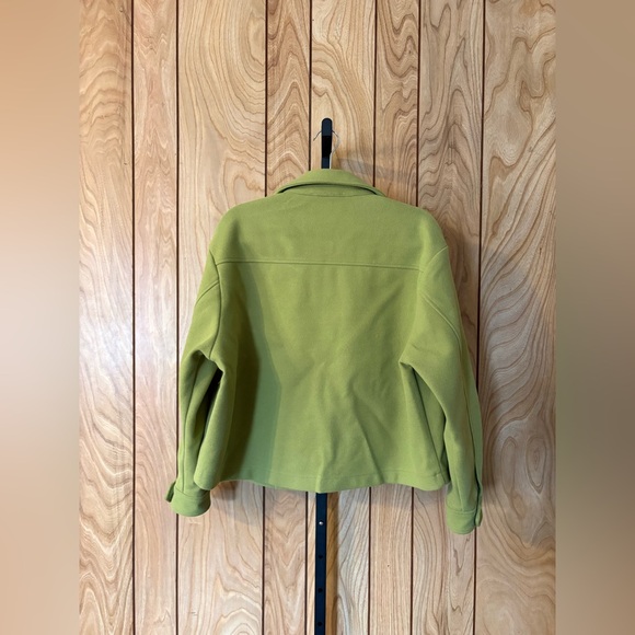 Olive Button Front Shacket Jacket - Picture 3 of 3